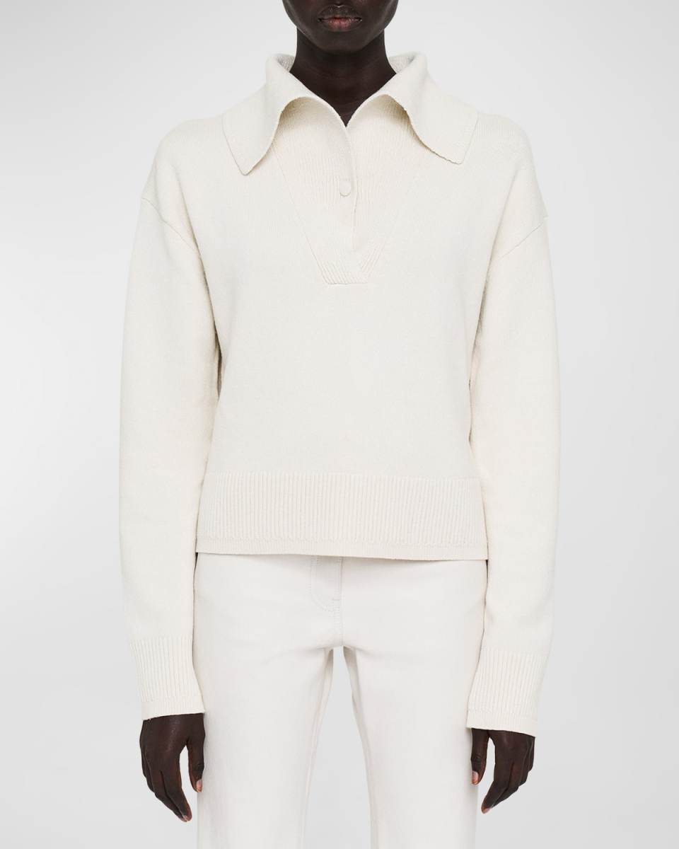 Knit Silk-Cashmere Polo Sweater